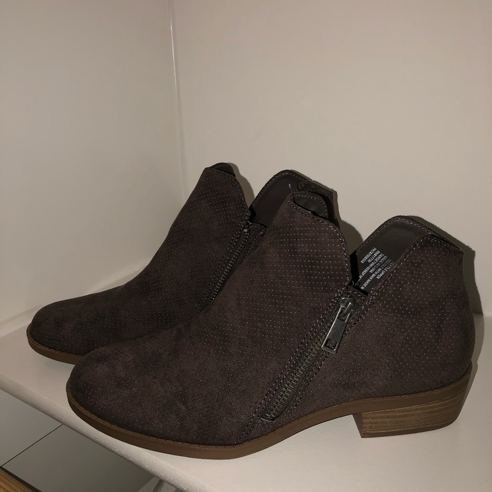 Brown suede ankle boots